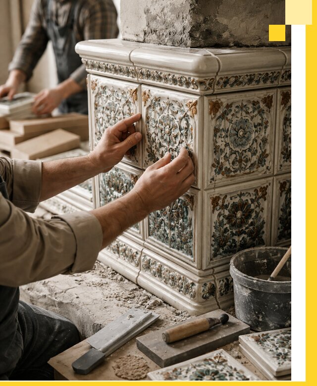 Изразцовые камины под ключ в Иванове: проект и монтаж