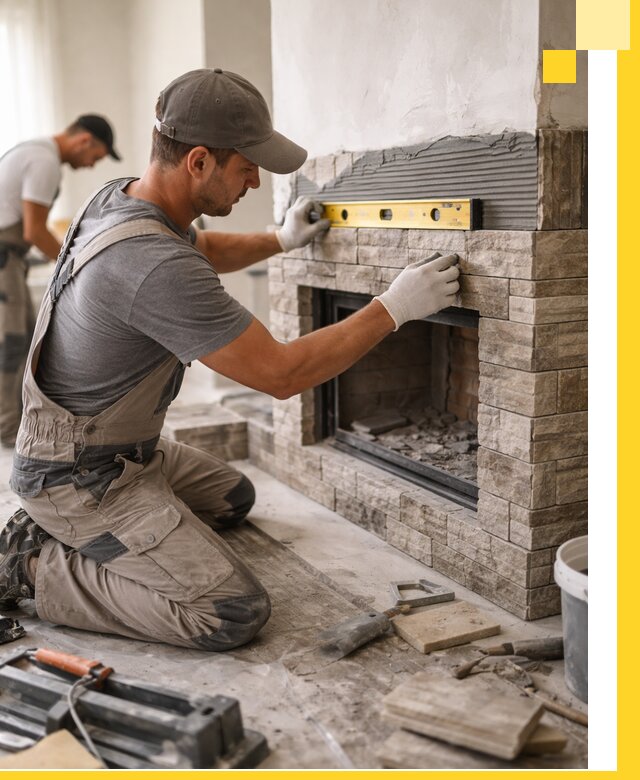 Облицовка каминов в Иванове, монтаж и отделка натуральным камнем