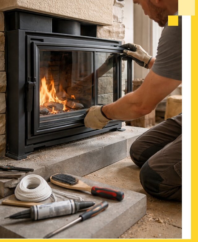 Производство, монтаж и доставка каминов со стеклом в Иванове