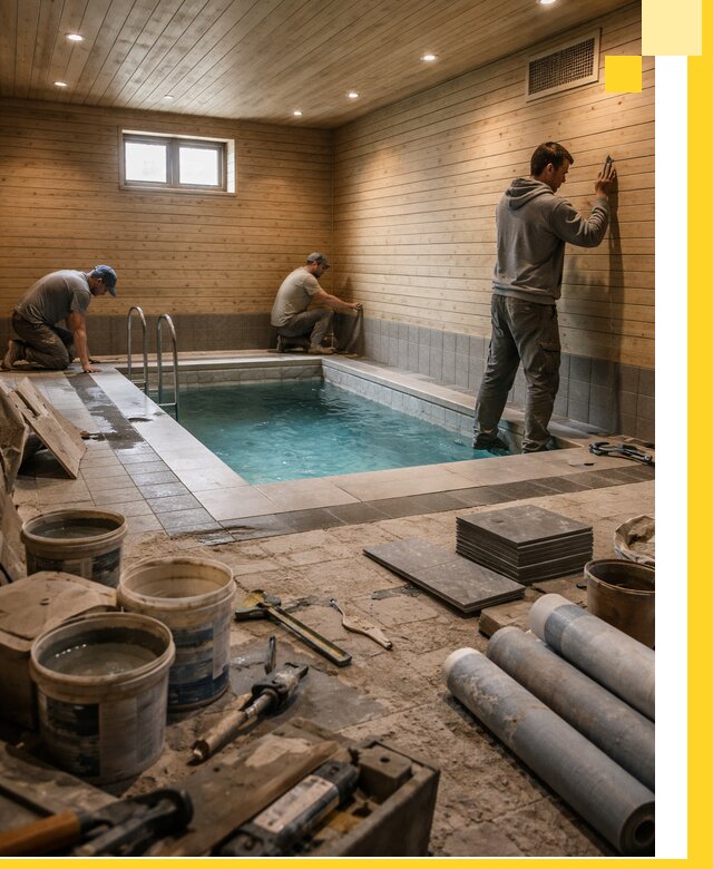 Строительство бани с бассейном и сауной под ключ в Иванове