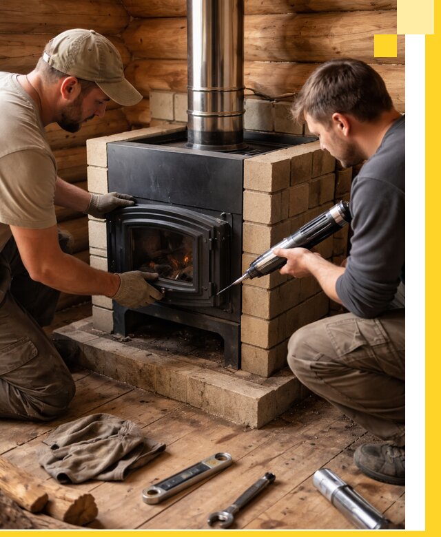 Монтаж и установка печи в бане под ключ с гарантией в Иванове