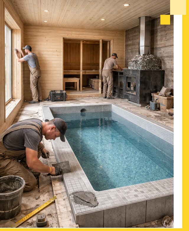 Проект бани с бассейном и сауной в Иванове под ключ