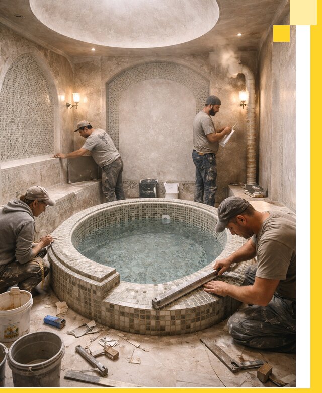 Профессиональное строительство хамама с бассейном в Иванове под ключ