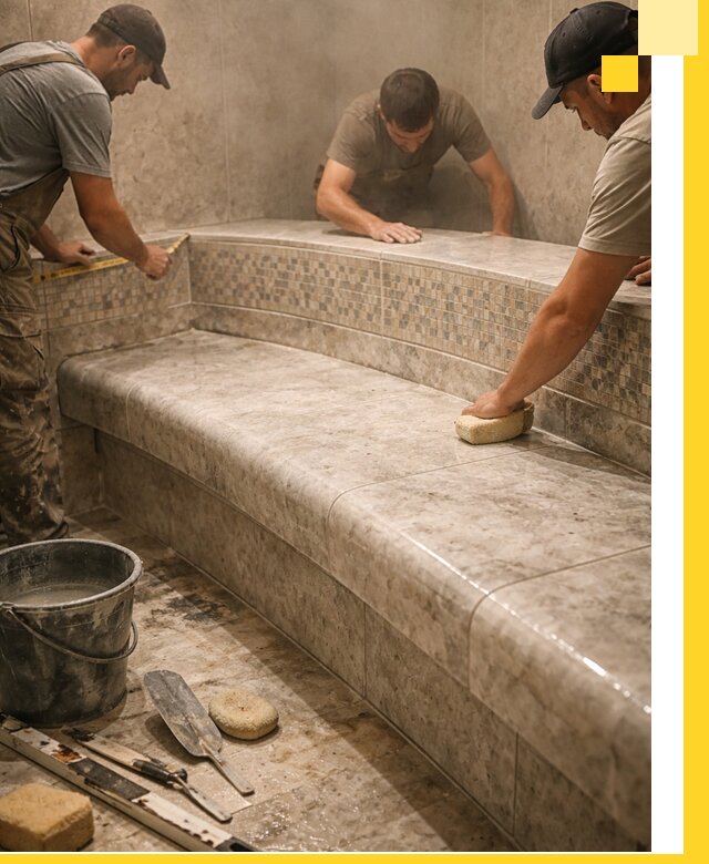 Изготовление и установка сидений для хамама в Иванове