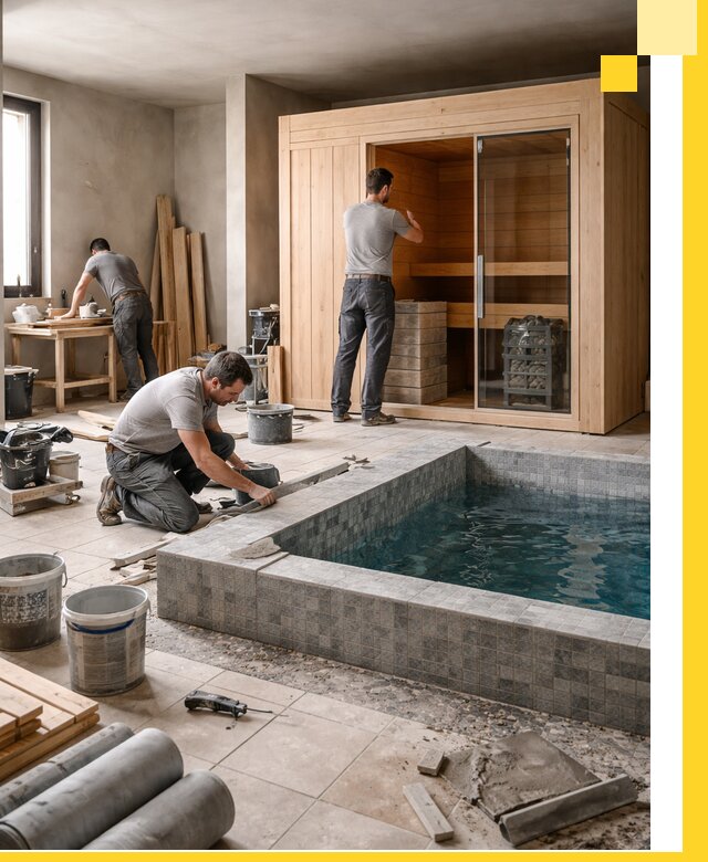 SPA зоны под ключ с бассейном сауной и печью в Иванове